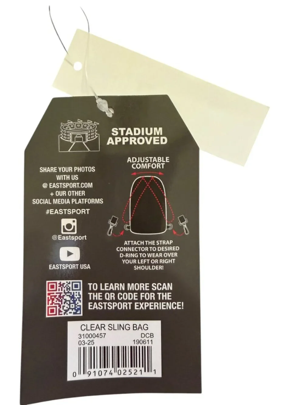 Eastsport Clear Stadium Sling Bag – Navy Trim NWT